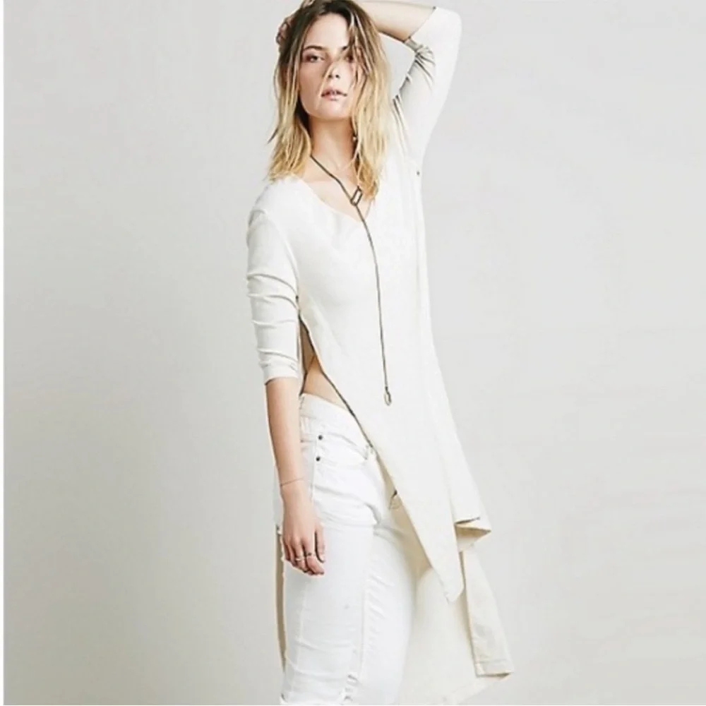 Free People Bad Girls Tunic High Low Maxi Cream Oversized Rare